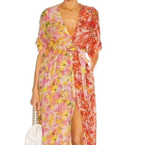 ROCOCO SAND Nesh Maxi Dress Orange Yellow Floral Metallic - Picture 1 of 6